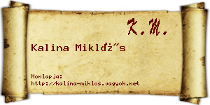 Kalina Miklós névjegykártya